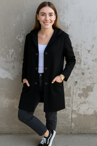 Natalie - Freizeitblazer mit Kapuze in Schwarz
