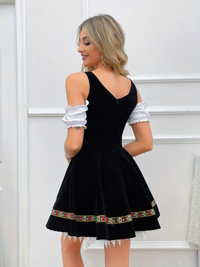 Schwarzes Oktoberfest Bier-Dirndlkleid für Damen