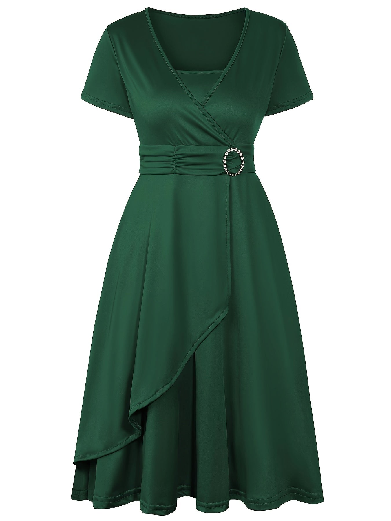 Stilvolles Baumwollkleid mit schmaler Passform, asymmetrischem Saum und Bindegürtel für Damen | Ideal für den Sommer