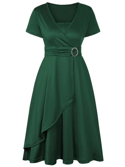 Stilvolles Baumwollkleid mit schmaler Passform, asymmetrischem Saum und Bindegürtel für Damen | Ideal für den Sommer