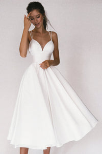 Véronique | Damen Midi Abendkleid V-Ausschnitt Elegant Linienführung Festlich in Weiß