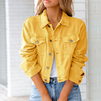 Albertina | Damen Jeansjacke Kurz Geschnitten Relaxed in Gelb