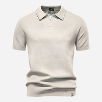 Aldric | Herren Kurzarm Poloshirt mit Strukturmuster in Creme