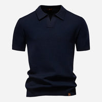 Aldric | Herren Kurzarm Poloshirt mit Strukturmuster in Marineblau