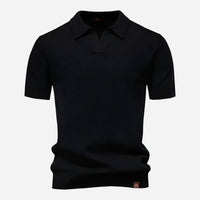 Aldric | Herren Kurzarm Poloshirt mit Strukturmuster in Schwarz
