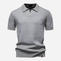 Aldric | Herren Kurzarm Poloshirt mit Strukturmuster in Hellgrau
