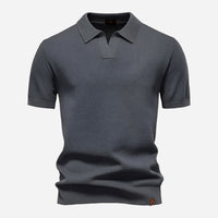 Aldric | Herren Kurzarm Poloshirt mit Strukturmuster in Dunkelgrau