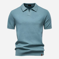 Aldric | Herren Kurzarm Poloshirt mit Strukturmuster in Blau