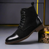 Alexander | Herren Winterstiefel Leder Wolle in Obsidianschwarz