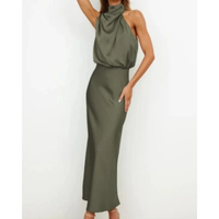 Alina | Damen Halter Abendkleid Midi in Grün