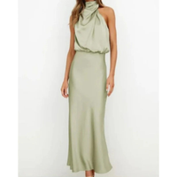 Alina | Damen Halter Abendkleid Midi in Hellgrün