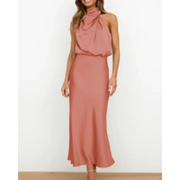 Alina | Damen Halter Abendkleid Midi in Rot