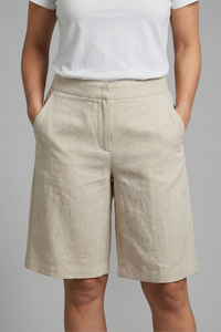 Almira | Damen Bermuda Shorts mit Elastikbund und Seitentaschen in Beige