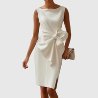 Almudena | Damen Ärmelloses Midikleid mit Schleife in Weiß
