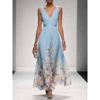 Alva | Blumenmuster Maxikleid für Feste in Hellblau