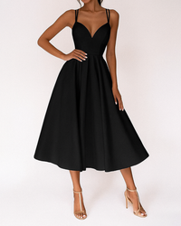 Amalia | A-Linien Midikleid für Feste in Schwarz