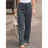Amelie | Damen Weite Palazzo Hose mit Bindegürtel in Grau