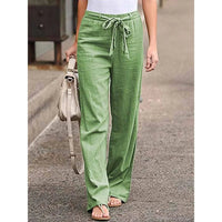 Amelie | Damen Weite Palazzo Hose mit Bindegürtel in Grün