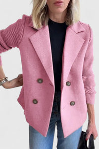 Emma | Damen Blazer mit Strickärmeln und Knöpfen in Rosa