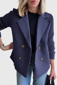 Emma | Damen Blazer mit Strickärmeln und Knöpfen in Blau