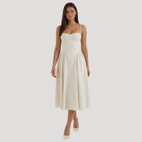 Annelie | Damen Korsett Midi Kleid mit Herzausschnitt in Weiß
