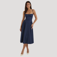 Annelie | Damen Korsett Midi Kleid mit Herzausschnitt in Marine