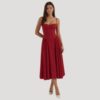 Annelie | Damen Korsett Midi Kleid mit Herzausschnitt in Rot