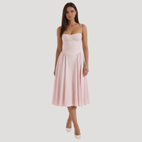 Annelie | Damen Korsett Midi Kleid mit Herzausschnitt in Rosa