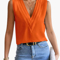 Annemarie | Damen Ärmellose V-Ausschnitt Bluse in Orange