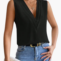 Annemarie | Damen Ärmellose V-Ausschnitt Bluse in Schwarz