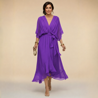 Annika | V-Ausschnitt Wickelkleid Midi in Lila
