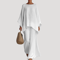 Anouk | Damen Zweiteiler Oversized Top Weites Bein in Weiß