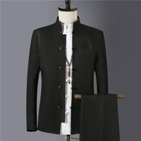 Anton | Herren Mandarin Jacke mit Stehkragen in Schwarz