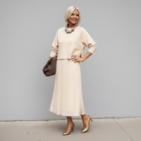 Emmie | Damen Elegantes Zweiteiliges Set Koordiniert Modern Business in Aprikose