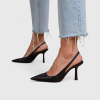 Bella - Damen Elegante Absatzschuhe mit Komfortfutter in Schwarzes Leder