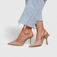 Bella - Damen Elegante Absatzschuhe mit Komfortfutter in Beiges Leder