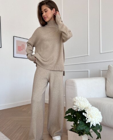 Eleganter Strick Kaschmir Rollkragen Pullover für Damen | Ideal für den Winter