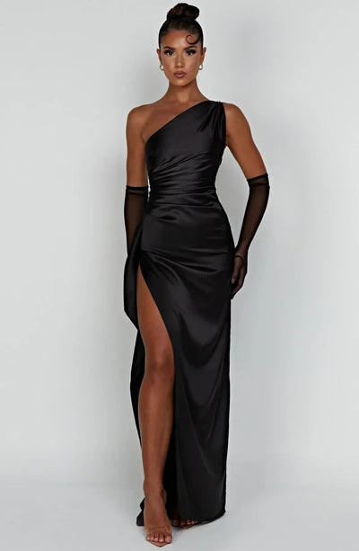 Fudus | Elegantes One Shoulder Satin Split Kleid