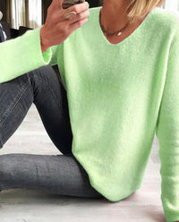 Astrid | Damen V-Ausschnitt Pullover Langarm in Grün