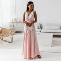 Aurelie | Fließendes Wickel Maxikleid in Hellrosa