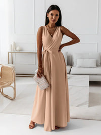 Aurelie | Fließendes Wickel Maxikleid in Khaki