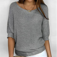 Leonie - Moderner Pullover mit Rundhalsausschnitt in Grau