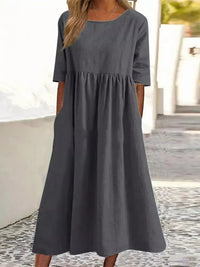 Lässiges Damenkleid | Midi in Grau