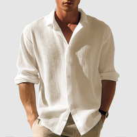 Kai | Herren Sommer Langarmhemd Knopfleiste Leicht Casual Modern in Khaki