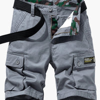 Lässige Cargo-Shorts für Herren mit Gürtel und Taschen in Grau