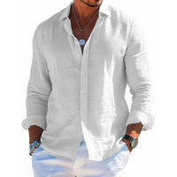 Rainer | Herren Langarmhemd Lässig Knöpfe Relaxed Fit Casual Komfort in Weiß
