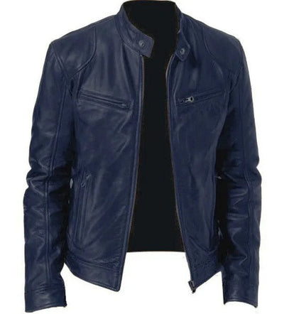 Casual Vegane Lederjacke mit Stehkragen für Herren | Ideal für den Winter