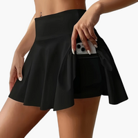 Damenrock mit Taschen und Plissierter Sportstil – Perfekt für Training und Freizeit in Schwarz