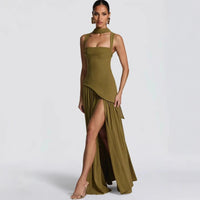 Elfriede | Brautmutterkleid ärmelloses A-Linien Maxi-Abendkleid mit Beinschlitz in 7