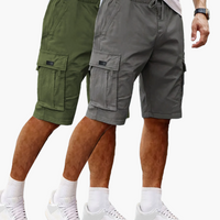 Herren-Cargoshorts im 2er-Pack mit Taschen, bequeme Passform in Grau | Armeegrün